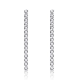 VIKI LYNN 925 Sterling Silver Long Cubic Zirconia Crystal Dangle Drop Earrings for Women, 925 sterling silver with 18k white gold plated Cubic Zirconia, Cubic Zirconia