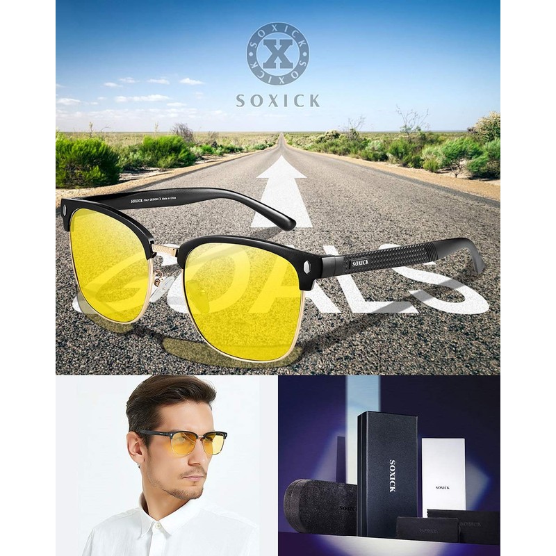 SOXICK Men's UV 400 Driving Sunglasses, Polarized Sunglasses, Lightweight, Dimmable,