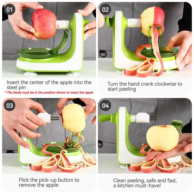 KEOUKE Manual Apple Peeler with Suction Base - Quick, Safe
