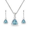 B. BRILLIANT Sterling Silver Blue Topaz Trillion Bezel-Set Pendant Necklace