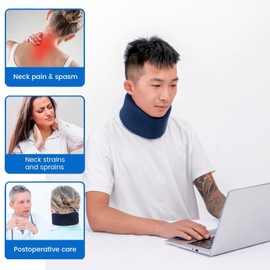 Neck Braces for Neck Pain and Support High-Density Comfort Cervical Collar Provide Supportive for Desk Worker Relieve Spine Pressure – Neck Brace for Women & Men Sleeping, Posture (Blue, Medium)