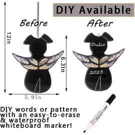 Angel Dog Memorial Gifts for Loss of Dog-Hanging Dogs Bereavement Sympathy Rememberance Gift Pet Passing Away Remembrance Stained Glass Window Wall Ornaments for Dog Lovers (Black)
