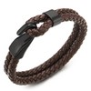 COOLSTEELANDBEYOND Men's Women's Double Row Braided Leather Bangle Bracelet with