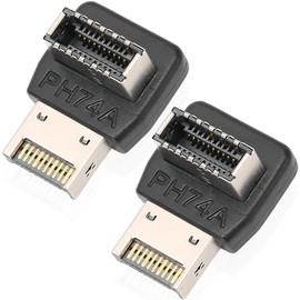 DKARDU 90 Degree USB 3.2 Type-E Adapter, USB 3.2 Type-E Male to Type-E Female Front Panel Internal Connector Adapter, High Speed 10Gbps Transmission for Motherboard (2 Pack)