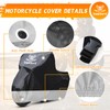 Tokept Motorcycle Cover, All-Season Waterproof Outdoor Sun Protection with Locking