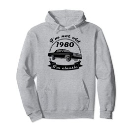 1980 Birthday Year Oldtimer Lowrider Birthday Age Saying Pullover Hoodie