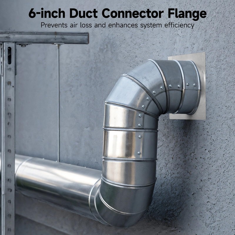 yeesport 6 In Duct Connector Flange, Anti-Rust Galvanized Iron Duct