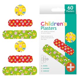 Kids Plasters/Children Plasters 60 Pack, Assorted 3 Sizes and Colourful Design,Animal Design, Washproof, Breathable Unisex 60 Pack