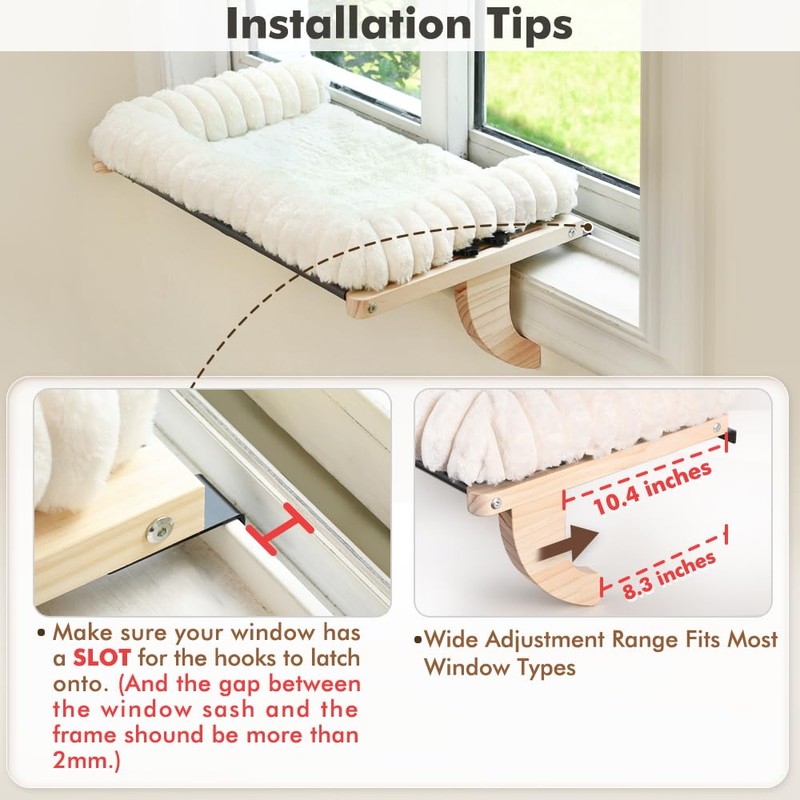 valigogo Cloud-Soft Cat Window Sill Perch with Zipper Designed Cushioned