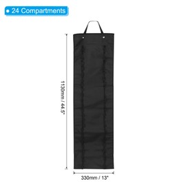 PATIKIL 24 Compartments Vinyl Roll Holder, Vinyl Storage Organizer Wall Mount/Over Door Roll Storage with Hanging Strap for Home Room, Black