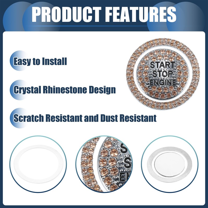 INFINAUTO Universal Bling Car Engine Start Stop Button Cover Car