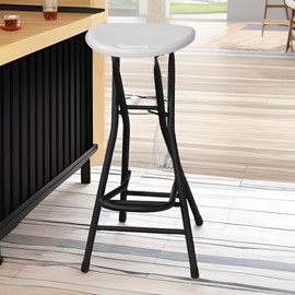 XIZUNRU Folding Stool with Handle and Pedal,Folding Bar Stool,Folding Chair with Non-Slip Feet,Indoor and Outdoor Foldable Stool for Adults,Red (1 Pcs, 28 Inch)