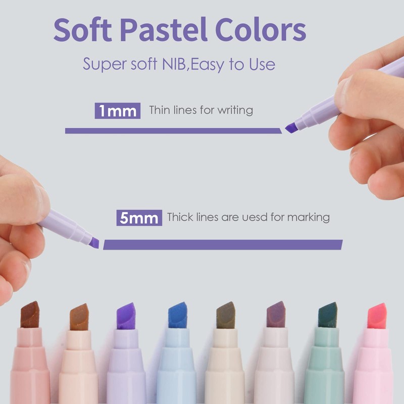 YISAN Pastel Highlighters,Soft Chisel Tip Bible Highlighter Pens No Bleed