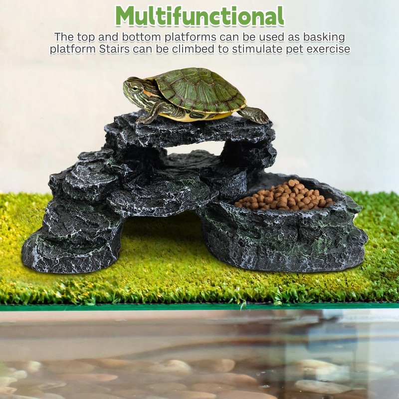 Kathson Reptile Hide Resin Turtles Dock for Aquarium Turtle Basking