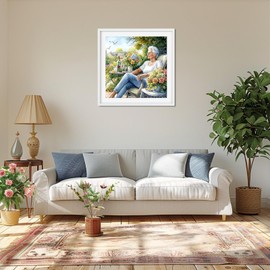 MAXBYE Diamond Painting Arts Kits, 5D Silver-Haired Woman Round Full Drill Gem Cross Stitch for Adults Beginner, DIY Flowers Diamond Art Crystal Craft Holiday Gifts Home Wall Decor 30x30cm