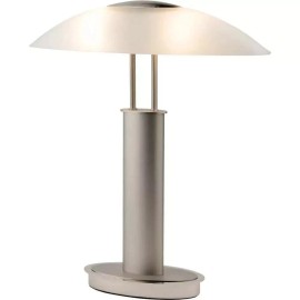 ARTIVA Table Lamp 18.5" Nickel Finish w/ Oval Canoe-Shaped Frosted Glass Shade