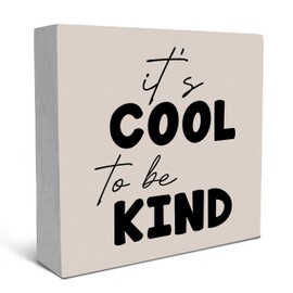 SRADMO Be Kind Wood Box Sign Desk Decor, Its Cool To Be Kind, Be Kind Sign For Classroom Office, Be Kind Gifts For Kids Boys, Kindness Gifts For Kids Room Playroom, Be Kind Gifts Shelf Table Decor