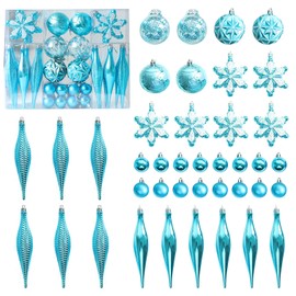ZANZER 40 Pcs Christmas Baubles Ball Gold Glitter Christmas Ball Ornaments Shatterproof Christmas Tree Hanging Decorations 8 Style Hanging Baubles Balls with Strings for (Blue)