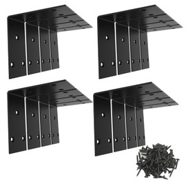 Black Stainless Steel Corner Bracket,Joint Right Angle Bracket,L Shape Heavy Duty Metal Corner Brace Shelf Supporter for Wood Aufuga (Black_3.4x3.4x2inch, 16)