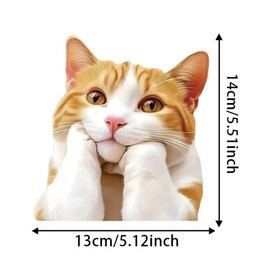 2pcs 5.12"x5.51" Cute Cartoon Cat Thinking Life Car Decals, Waterproof Vinyl Sticker for Car Windows, Laptops, Trucks, Bumper, Wood, Plastic, Glass, Metal, Ceramic, Exterior Accessories | #AZ233