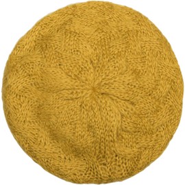 styleBREAKER Women Knitted Beret with Plait Pattern, Winter, Beret, French Cap 04024166, Colour:Mustard