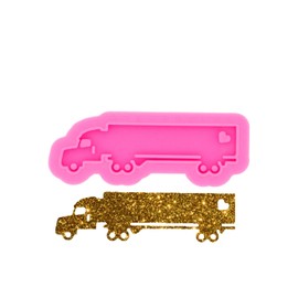 Shiny Glossy Truck Van Keychain Resin Casting Molds Silicone Molds with Hole Cartoon Car Epoxy Resin Craft Silicone Molds Polymer Clay DIY Jewelry Making Silicone Molds Key Ring Pendant Mould Tool