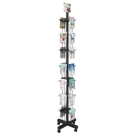 Kroey 28 Pockets Countertop Rotating Greeting Card Rack, 7 Tier magazine Display Stand Rotating magazine rack for Postcards, Brochures, and Greeting Card