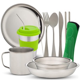 Stainless steel tableware mass kit (Green)