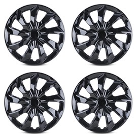 AUTOWIKI 17" Wheel Rim Covers Universal Hubcaps, Hubs Snap on Car Truck SUV ABS&PC Plastic Exterior Accessorios - Set of 4 (Black Lancer)
