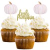 Little Pumpkin Cupcake Toppers, 24Pcs Pumpkin Cupcake Toppers Thanksgiving Birthday