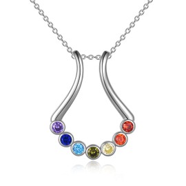 VONALA 7 Chakra Necklace for Women 925 Sterling Silver Ring Holder Pendant Jewellery Gifts for Wife Nurse