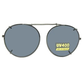 Semi Round Non Polarized Clip-on Sunglasses for Men & Women-Semi Round Shape Clip On Sunglasses For Eyewear (Pewter-Non Polarized Gray Lens, 52mm Wide x 49mm Height, Millimeters)