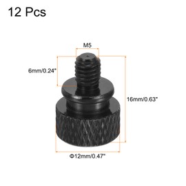 sourcing map 12pcs M5x6mm Knurled Thumb Screw Computer Case Threaded Hand Tighten Screws Aluminum Alloy for PC Case, Black