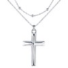 REIOT Cross Necklace for Women, 925 Sterling Silver Layered Necklace,