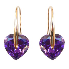 Navachi 18k Yellow Gold Plated Purple Heart Zircon Crystal Dangle Drop Az1227e Earrings