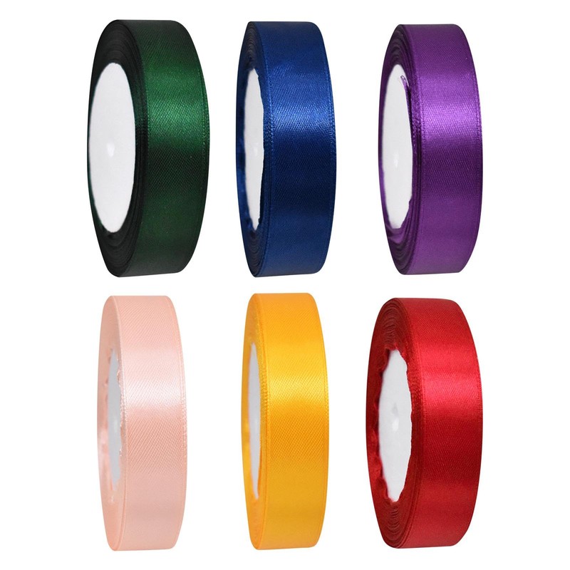 6 Colours Polyester Satin Ribbon, Gift Ribbon Wide, Satin Gift