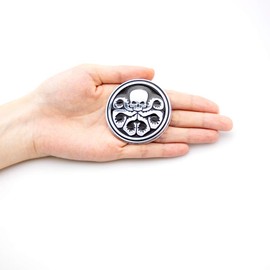 2Pcs 3D Hydra Skeleton Skull Octopus Animal Hot Metal Stickers Car Styling Motorcycle Accessories Badge Label Emblems Car Stickers (Silver)
