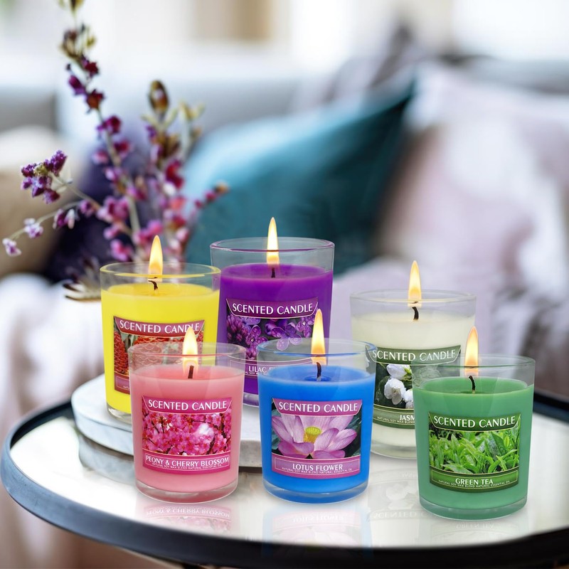 12 Pack Strong Scented Votive Candles Gift Set with 6