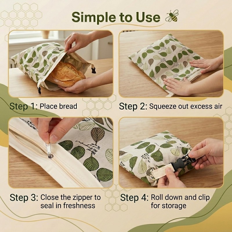 Fruzmzk Reusable Beeswax Bread Bag Sourdough Storage 17 x 13