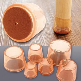 Medium 4P Transparent Chair Leg Caps for Floor Scratch & Noise Prevention Square Type - Medium (Scratch Prevention)