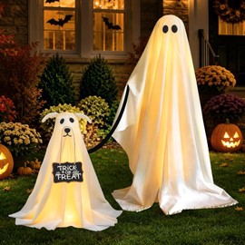 Paquete de 2 decoraciones de Halloween para interiores de perros fantasmas