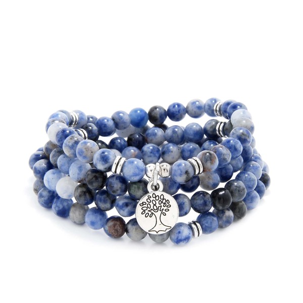 Handmade 108 Stone Mala Beads with Tree of Life Charm