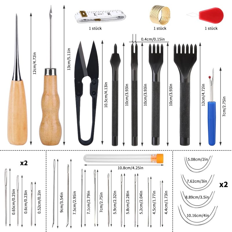 Riddur 46 Pieces Leather Sewing Kit, Leather Sewing Tool Set