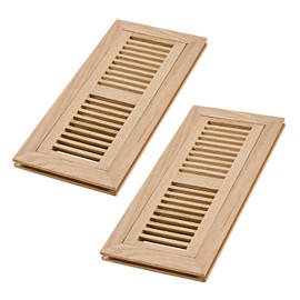 2 Pcs Pack Hardwood Red Oak Floor Register, Flush Mount Vent, 4x12 Inch, No Damper, Unfinished