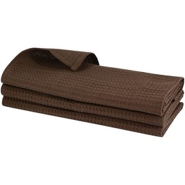 3x Geschirrtuch aus Baumwolle Waffel-Piqué in Braun Küchentuch Putztuch Lappen Handtuch