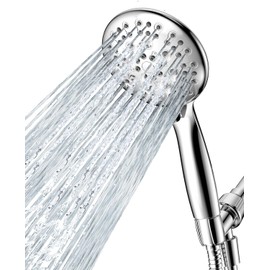 High Pressure Shower Head with Handheld, JDO 6 Spray Settings Handheld Showerhead, 4.3" High Flow Rain Showerhead Set with 59" Stainless Steel Hose and Adjustable Bracket for Bathroom, Gym, Hotel