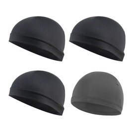 SLEEKEE 4 Piece Headwear, Soft Sports Hat, Elastic Hood, Windproof Hood, Cycling Hat, Summer Hat, Bicycle and Motorcycle Hat, Hat (Black, Dark Grey), black