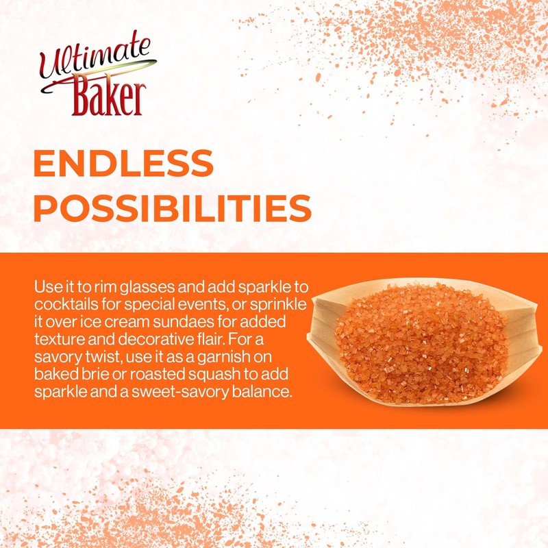 Ultimate Baker Orange Decorating Sugar - Naturally Colored Large Crystal