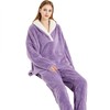 Yanhalo Womens Pyjamas Warm Fleece Pyjamas Set Winter Soft Ladies