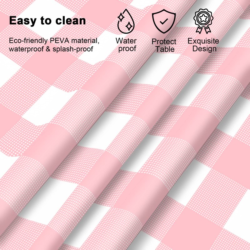 Pink Gingham Tablecloth 54 × 108 Inches Pink and White